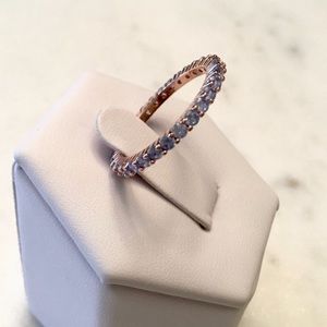 Rose GP/Sterling Aquamarine Cz Band